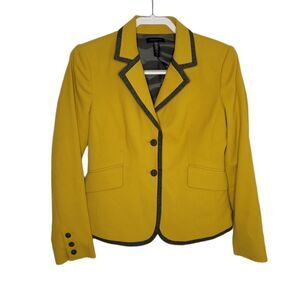 LORD &‎ TAYLOR blazer chartreuse button up collared jacket 6